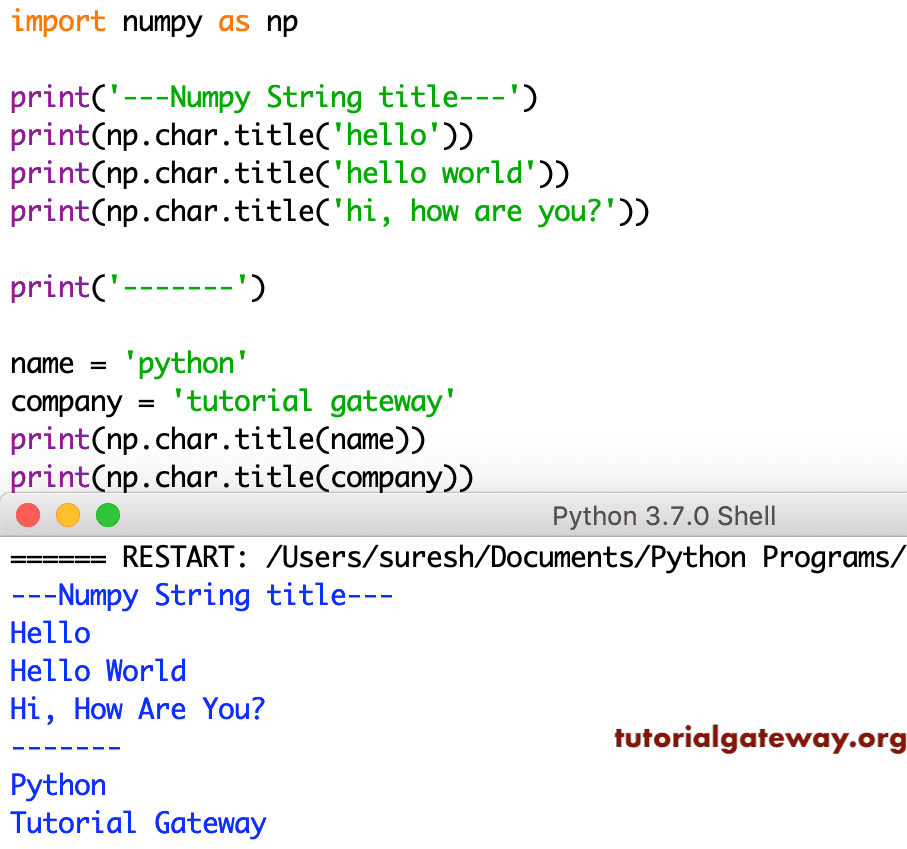 Numpy title Function