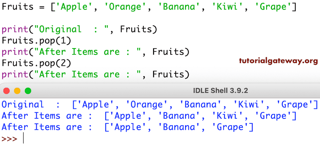 Pop List Function Example