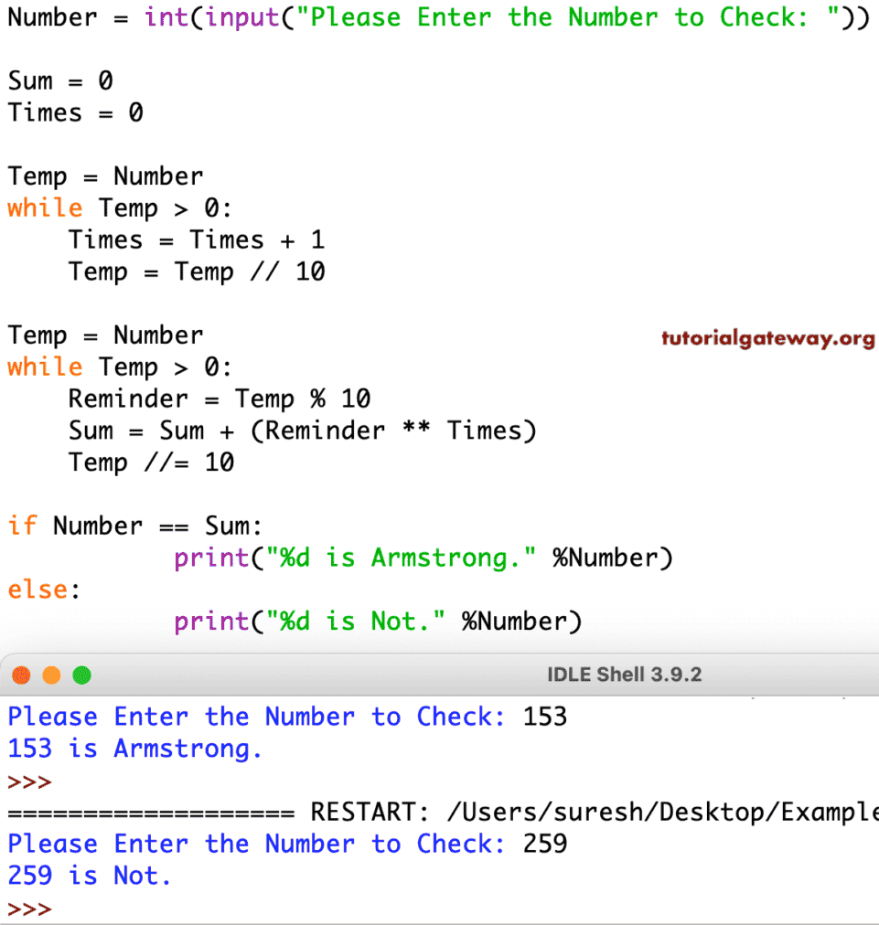 Python Program for Armstrong Number Using While Loop