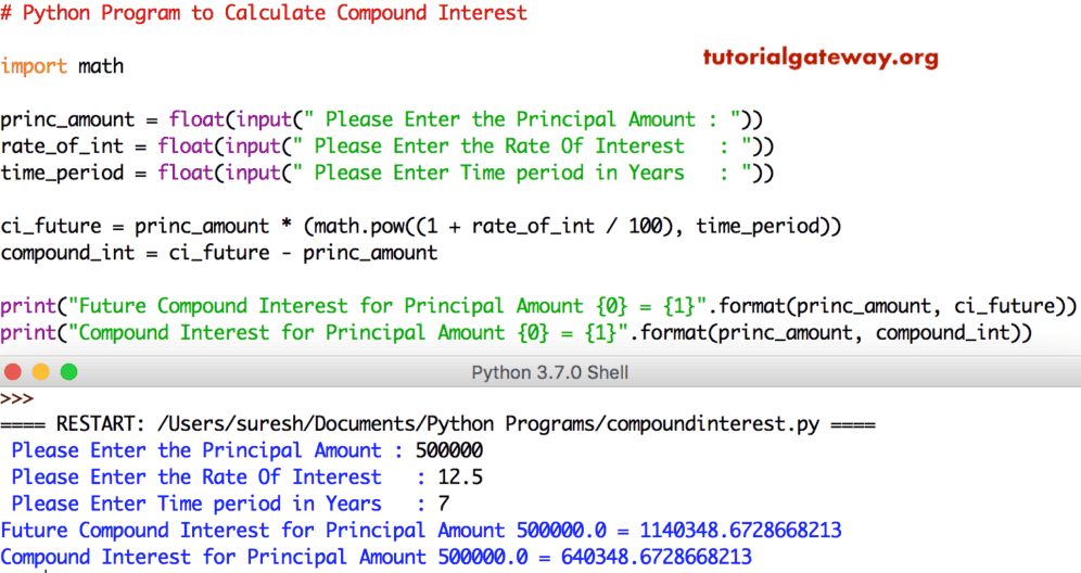 Program to Calculate Compound Interest