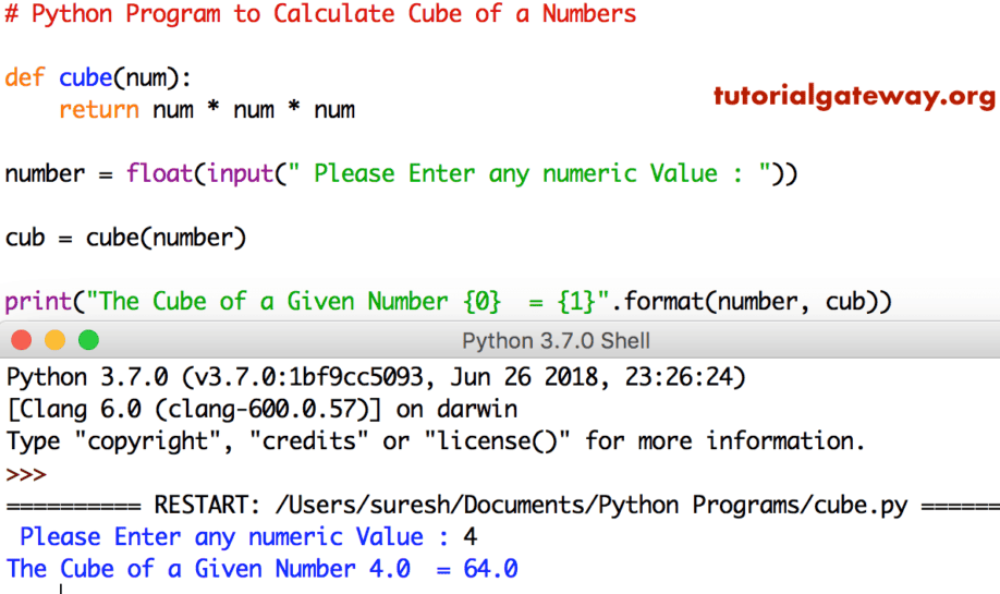 Python Program to Calculate Cube of a Number