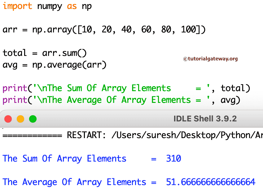 Program to Calculate the Average of an Array