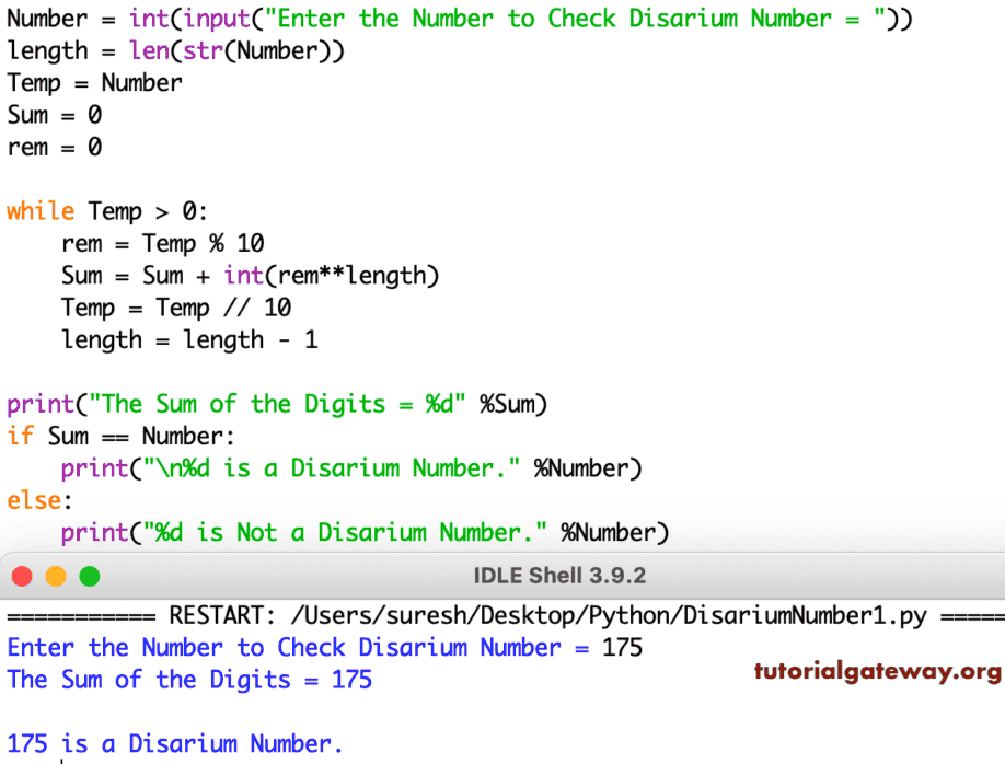 Python Program to Check a Number is a Disarium Number