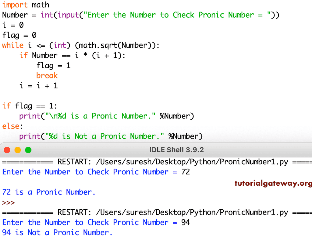 Python Program to Check a Number is a Pronic Number