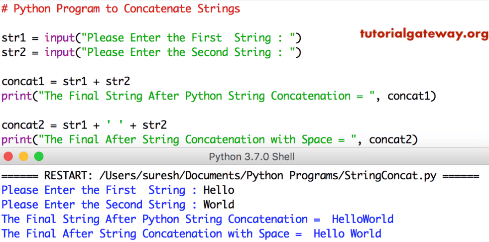 Program to Concatenate Strings