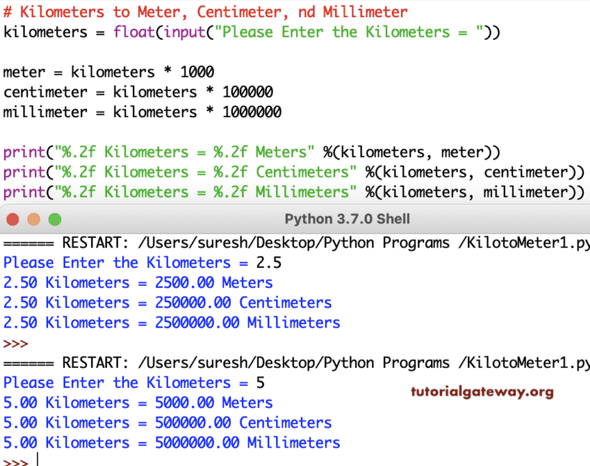 Python Program to Convert Kilometers to Meters, Centimeters, and Millimeters