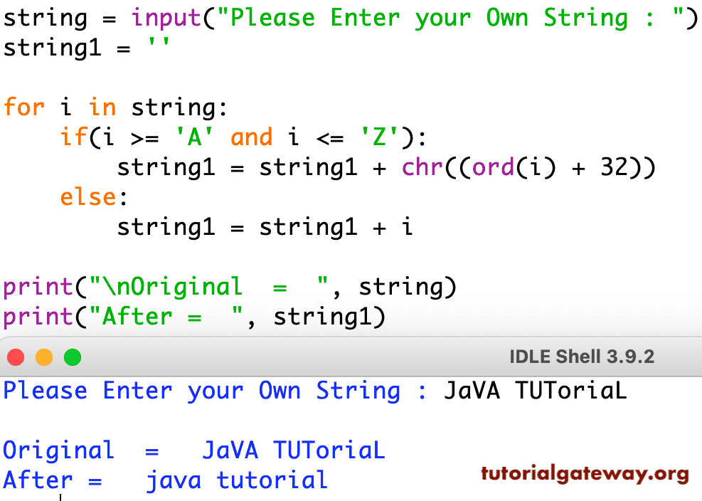 Program to Convert String to Lowercase