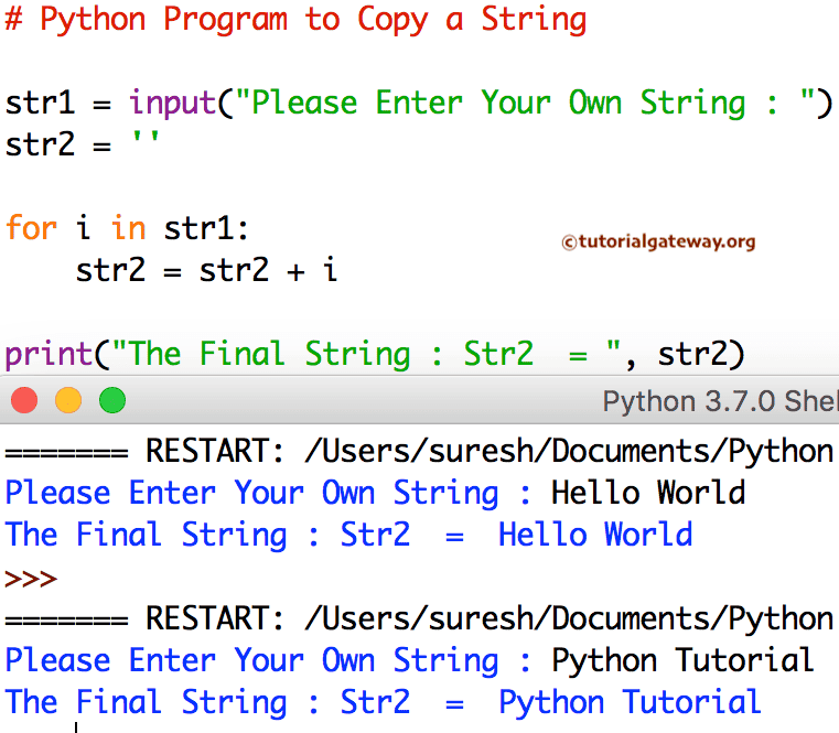 Python Program to Copy a String 2