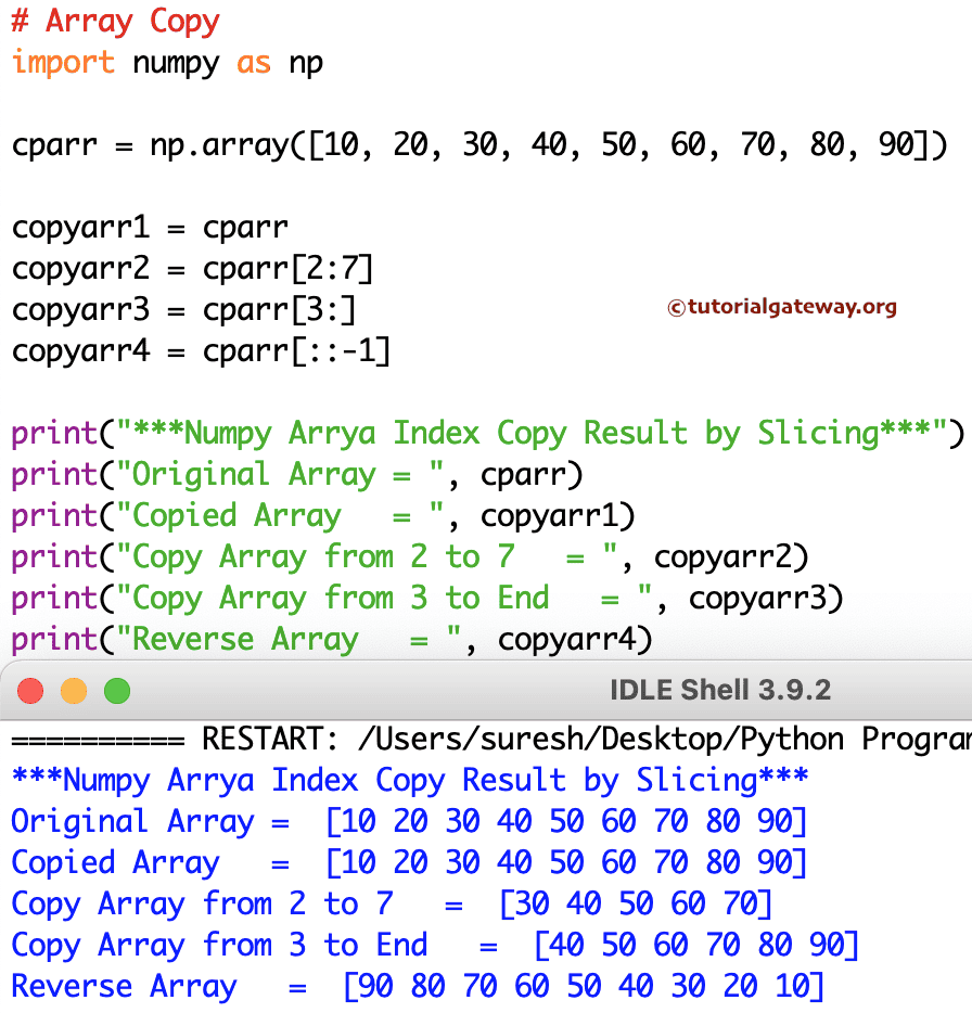 Python Program to Copy an Array 2