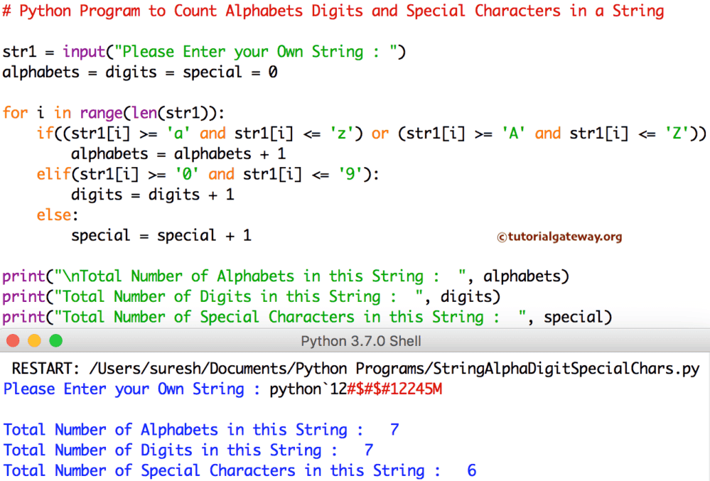 Python Program to Count Alphabets Digits and Special Characters in a String 2