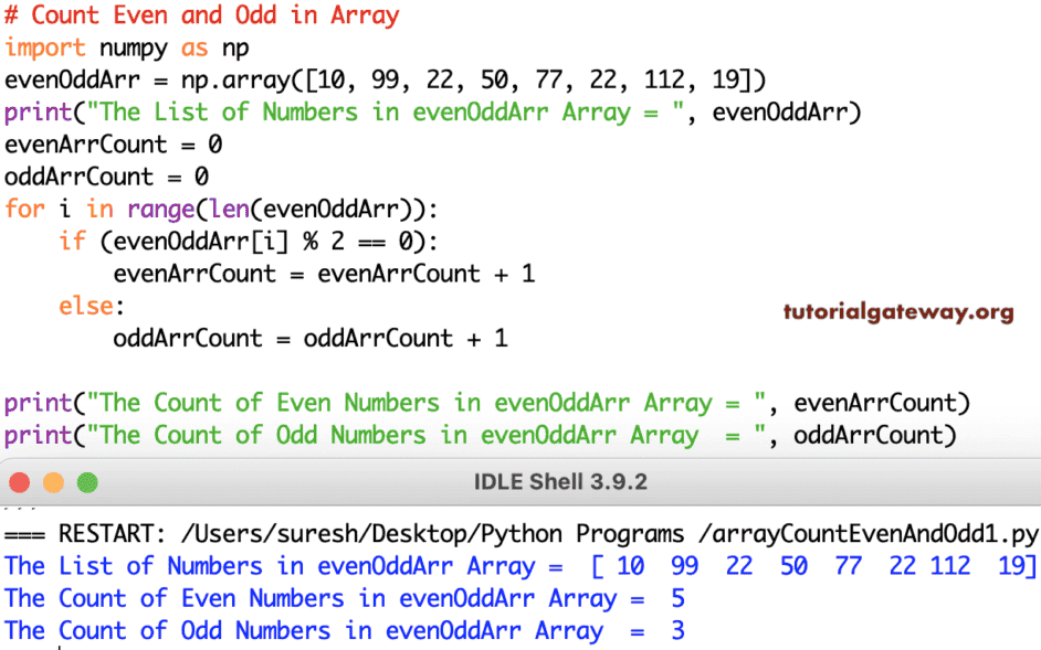 Program to Count Even and Odd Numbers in an Array