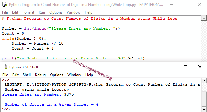 Program to Count Number of Digits in a Number using While Loop