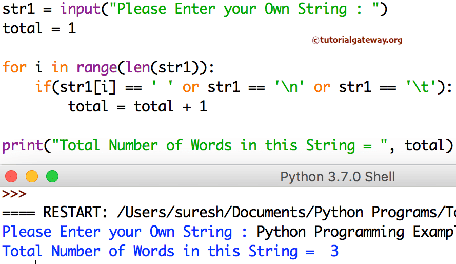 Python program to Count Total Number of Words in a String