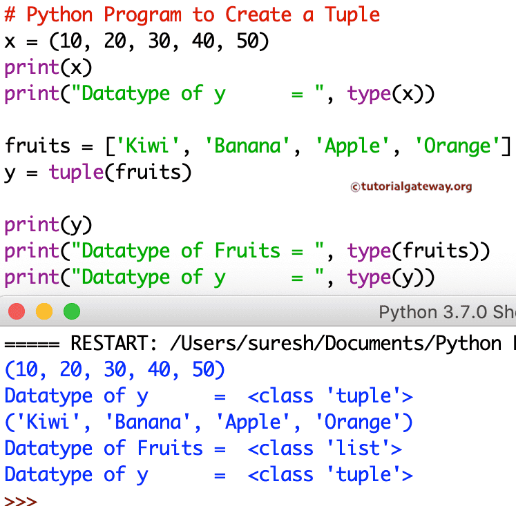 Python Program to Create a Tuple