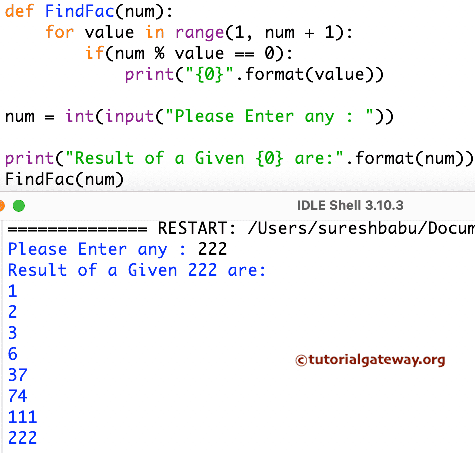 Program to Find Factors of a Number using functions