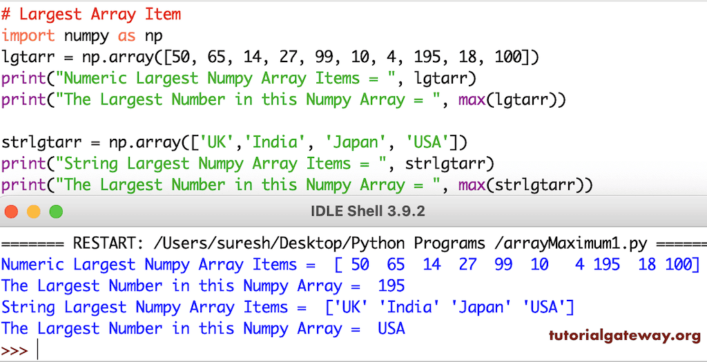 Program to Find Largest Number in an Array 1