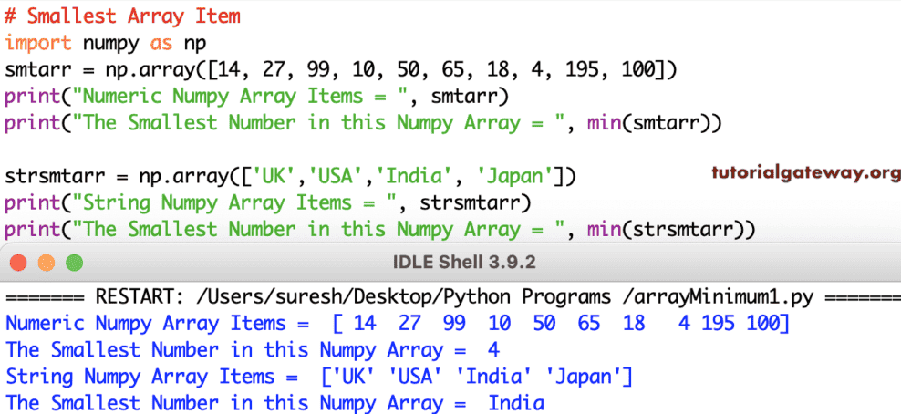 Python Program to Find Smallest Number in an Array 1