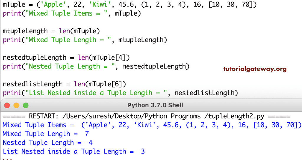 Python Program to Find Tuple Length