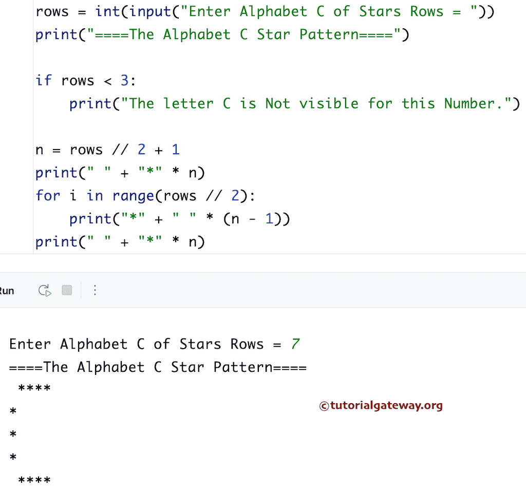 Python Program to Print C Star Pattern
