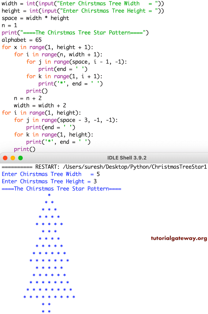Python Program to Print Christmas Tree Star Pattern