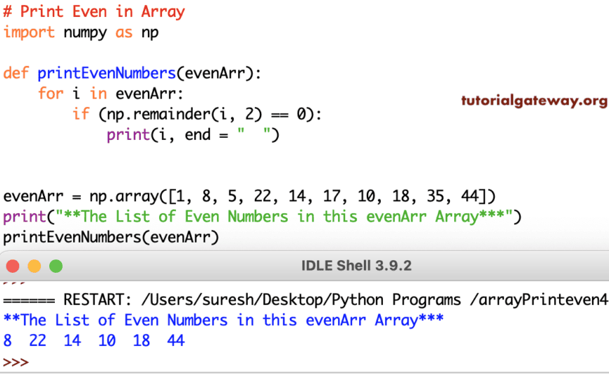 Python Program to Print Even Numbers in an Array