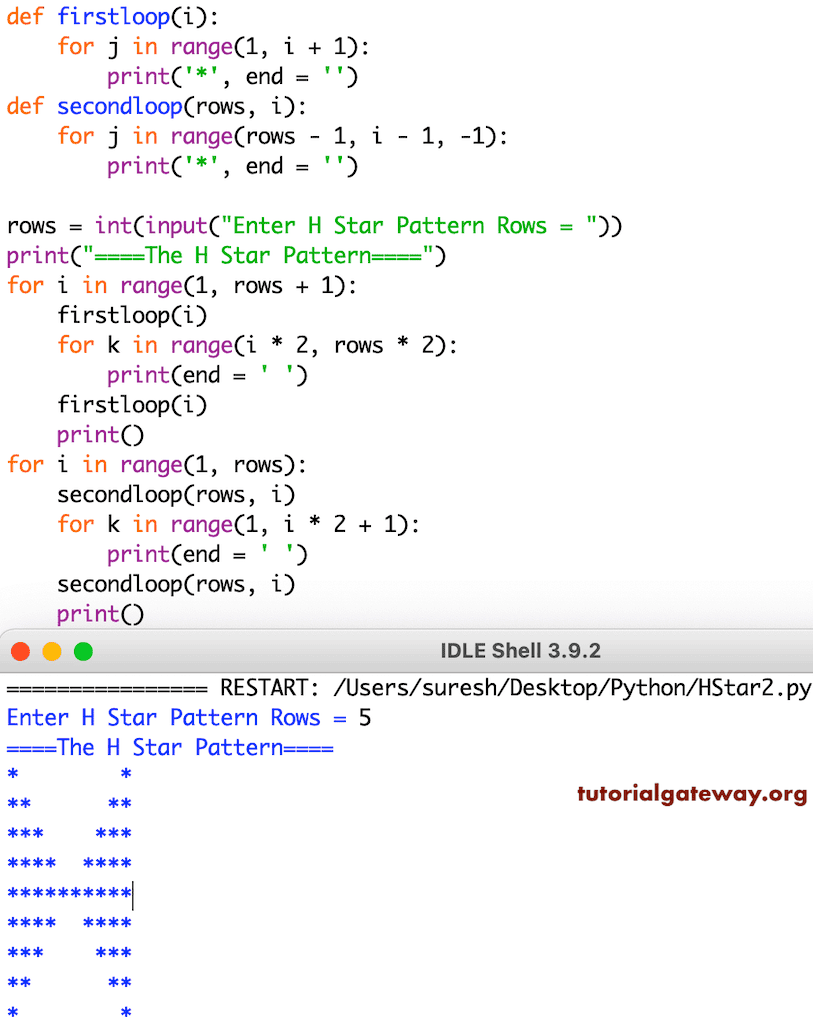 Python Program to Print H Star Pattern 2