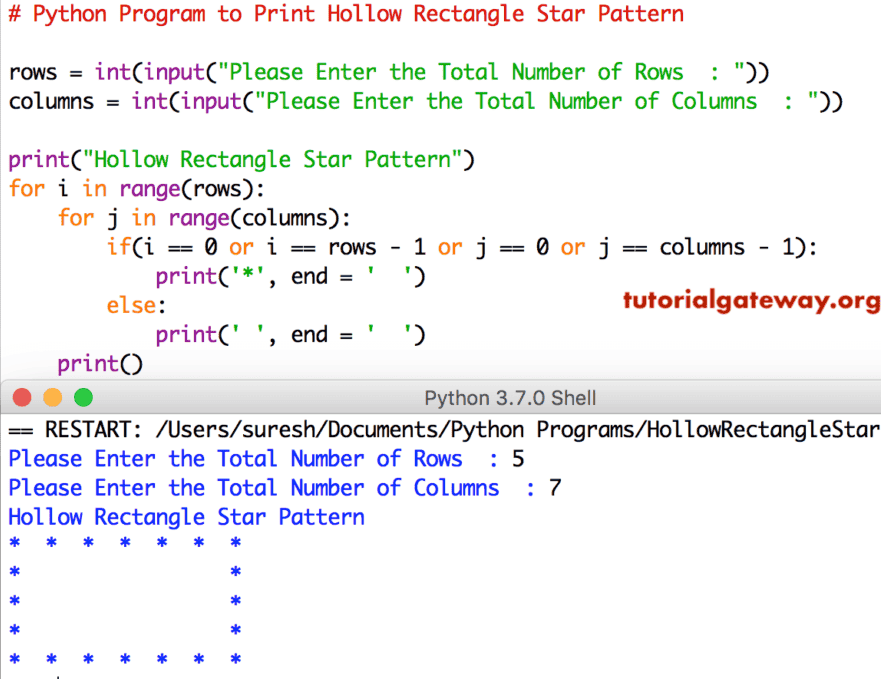 Python Program to Print Hollow Rectangle Star Pattern