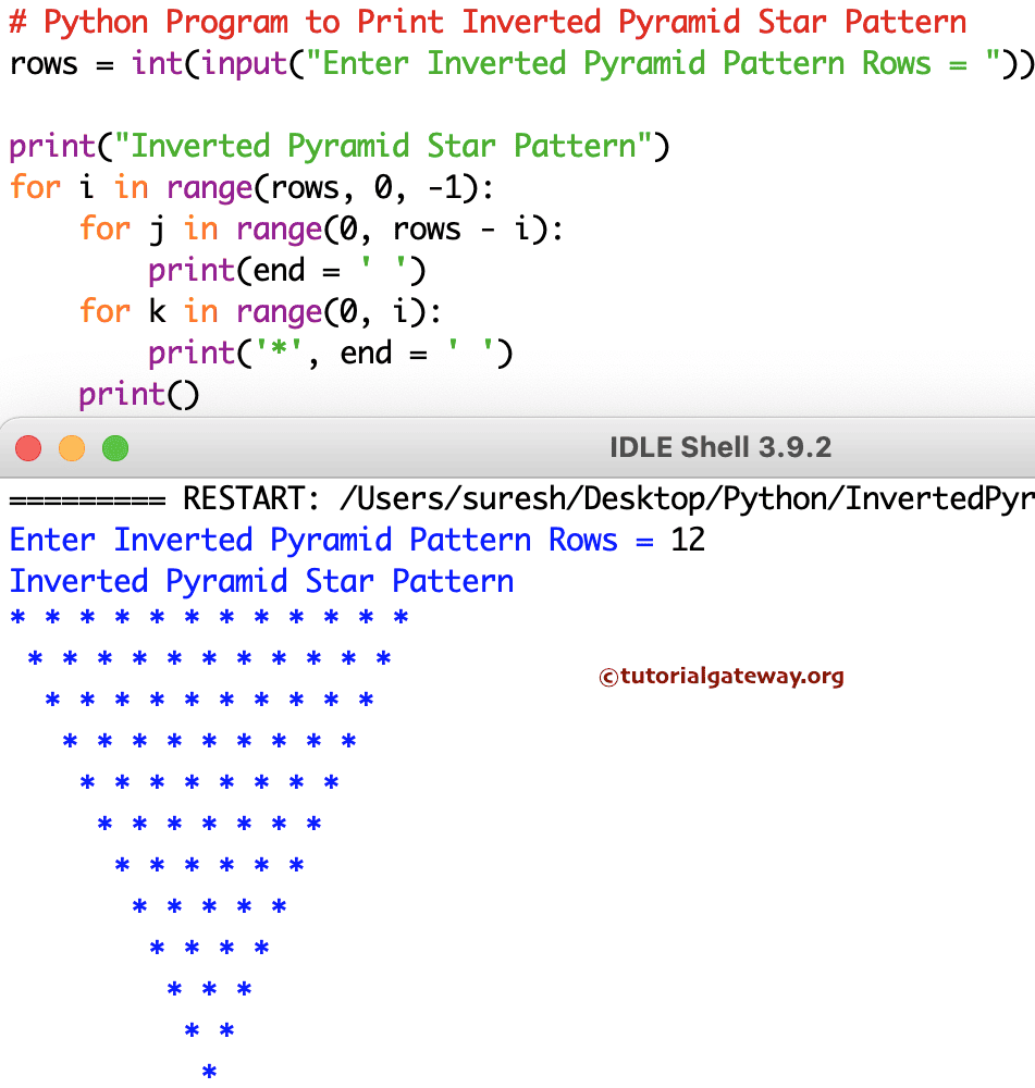 Program to Print Inverted Pyramid Star Pattern