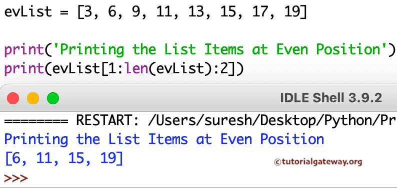 Python Program to Print List Items at Even Position