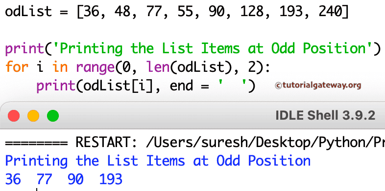 Python Program to Print List Items at Odd Position