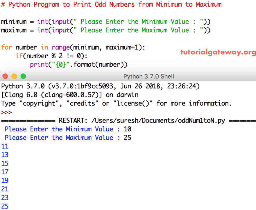 Python Program to Print Odd Numbers from 1 to N