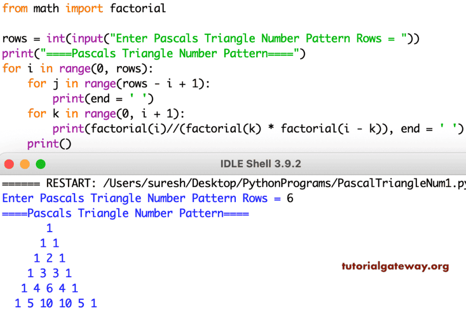 Python Program to Print Pascal Triangle