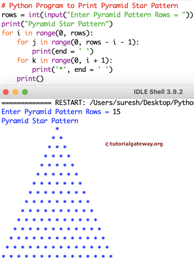 Python Program to Print Pyramid Star Pattern