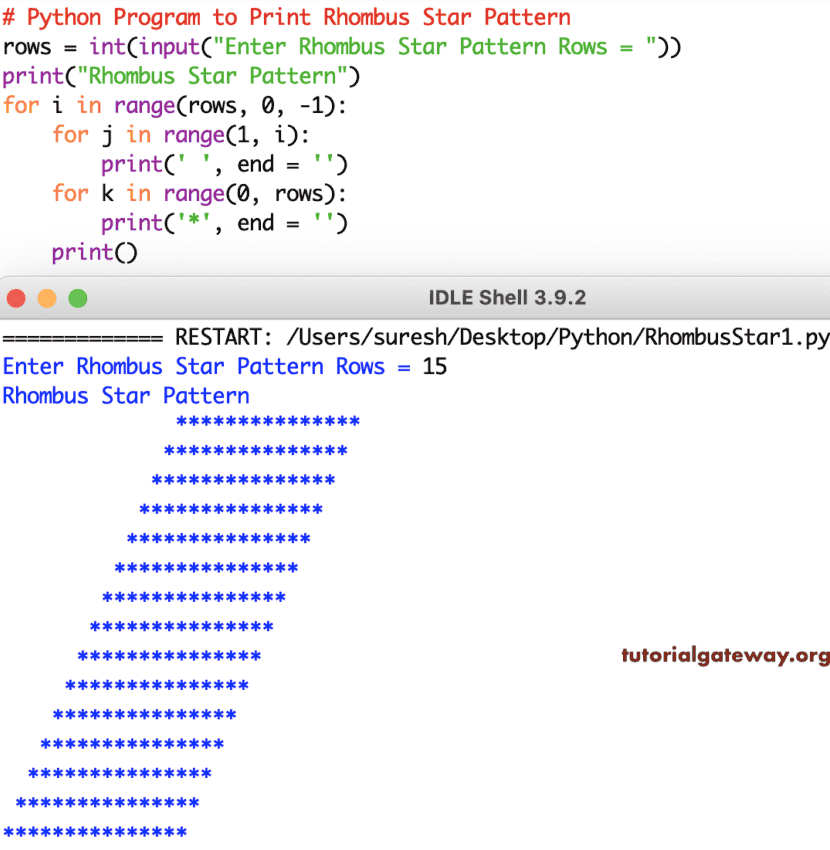 Python Program to Print Rhombus Star Pattern