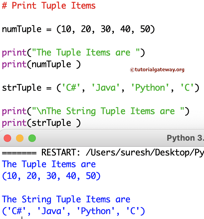 Python Program to Print Tuple Items 1