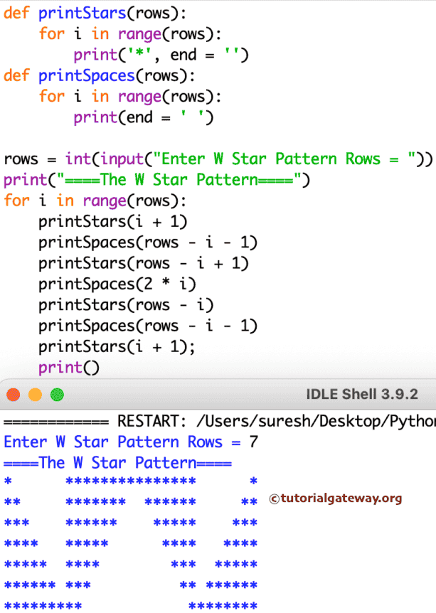 Python Program to Print W Star Pattern