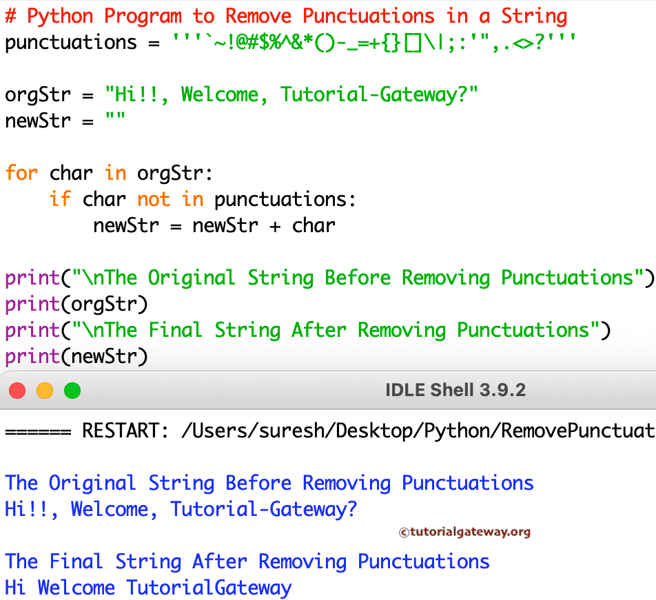 Program to Remove Punctuations from a String