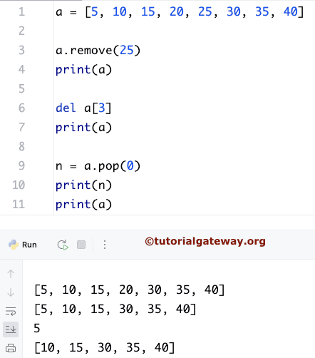 Python Program to Remove an item from a List