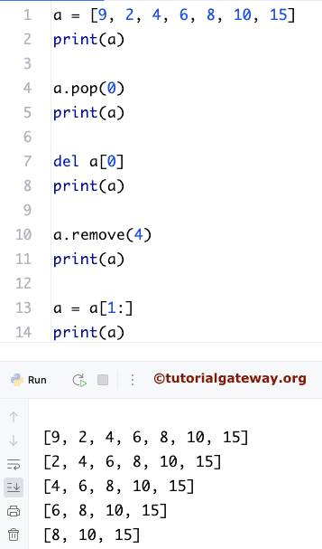 Python Program to Remove the First element from a List