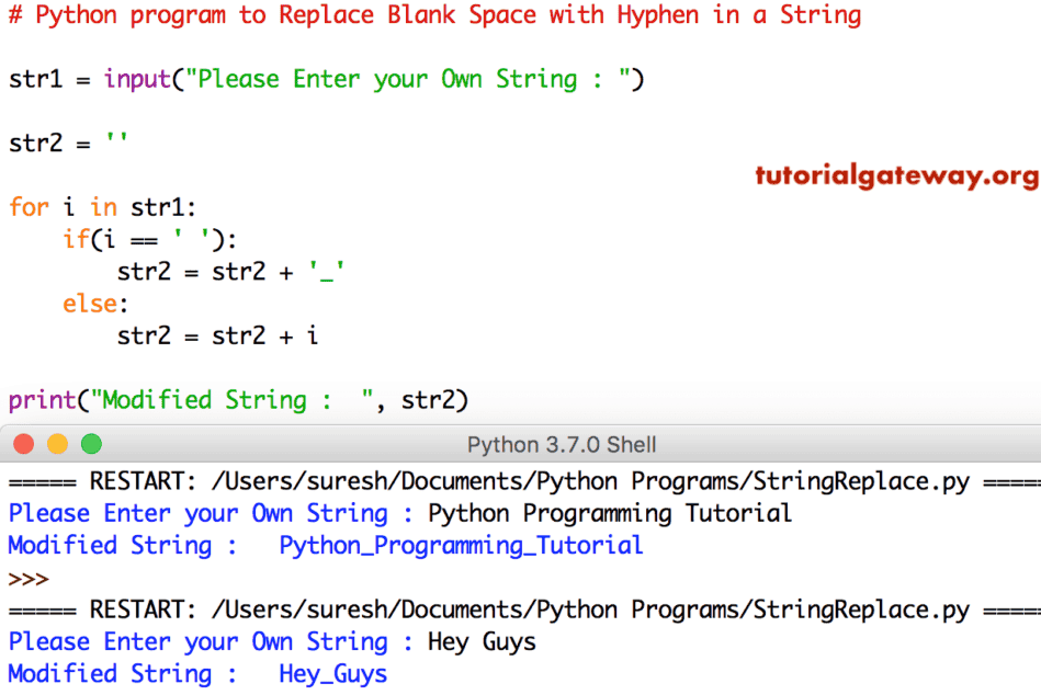 Python program to Replace Blank Space with Hyphen in a String