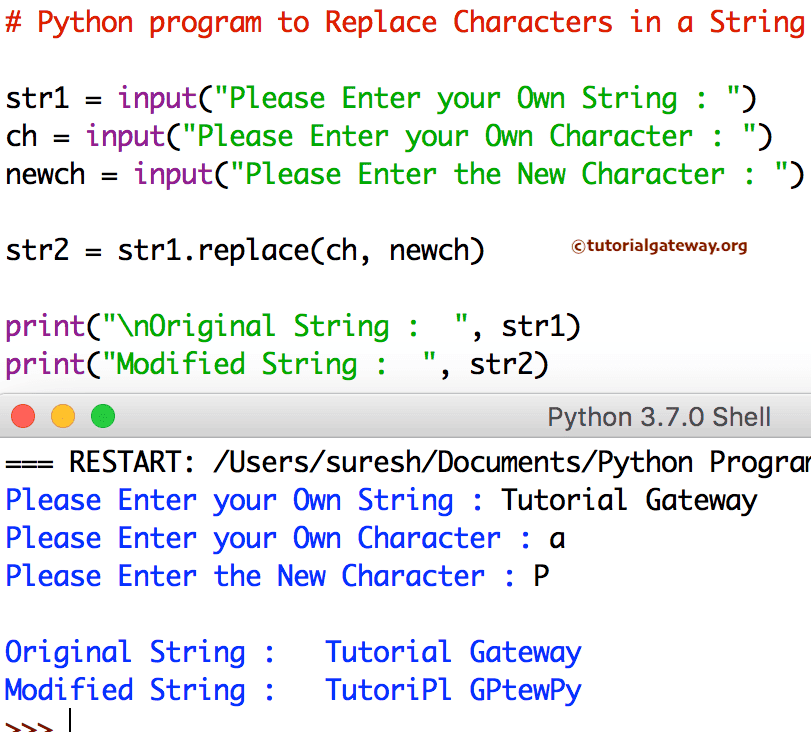 Program to Replace Characters in a String