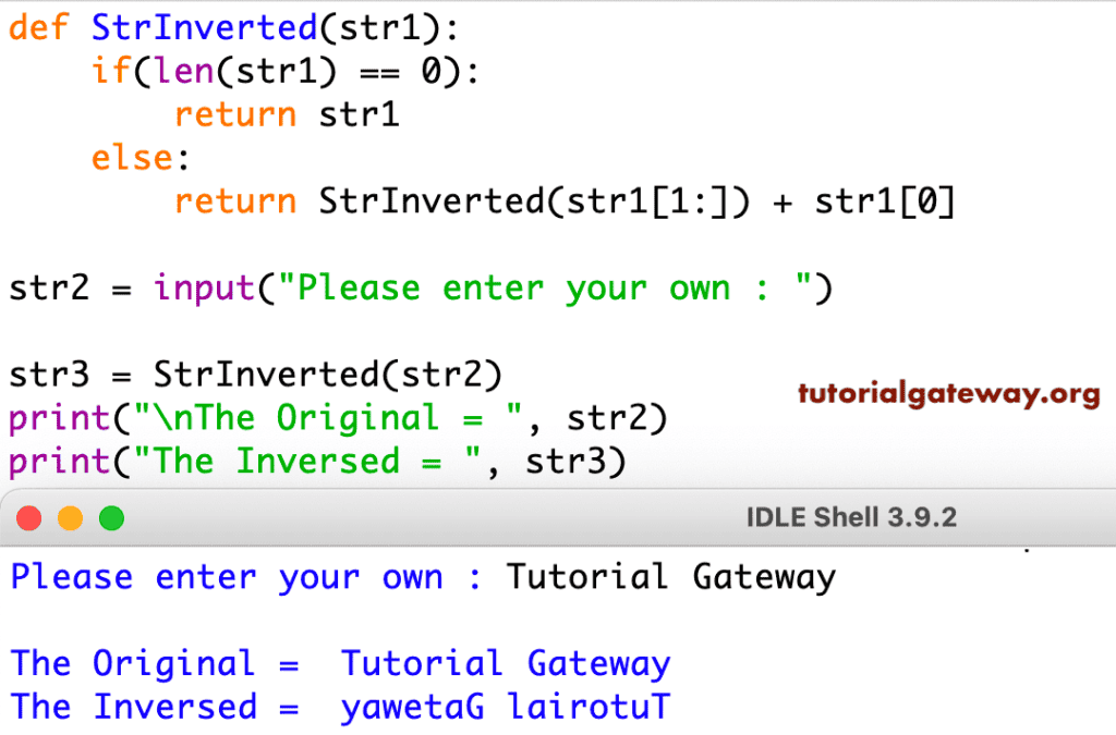 Reverse a String using recursion 4