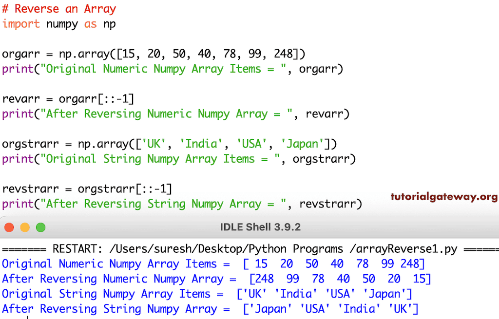 Program to Reverse an Array