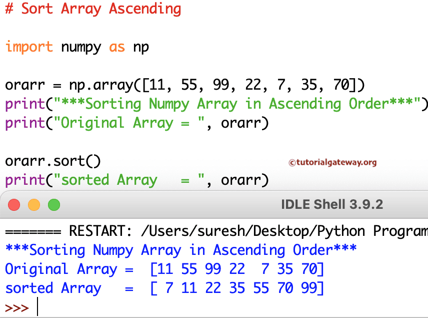 Program to Sort Array in Ascending Order