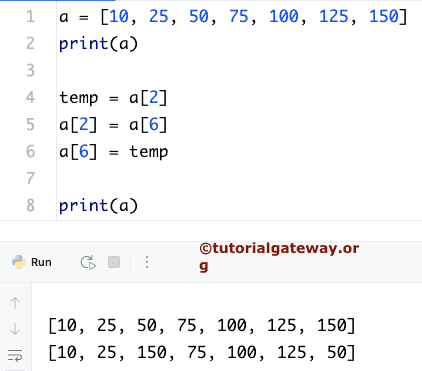 Python Program to Swap two items in a List