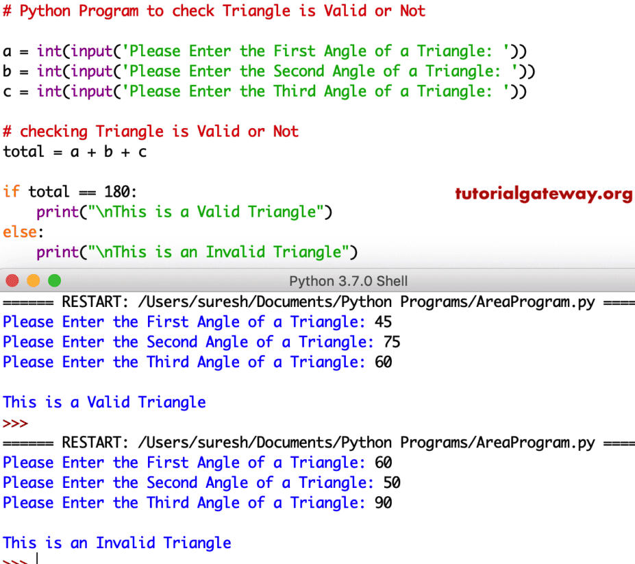 Python Program to check Triangle is Valid or Not 1