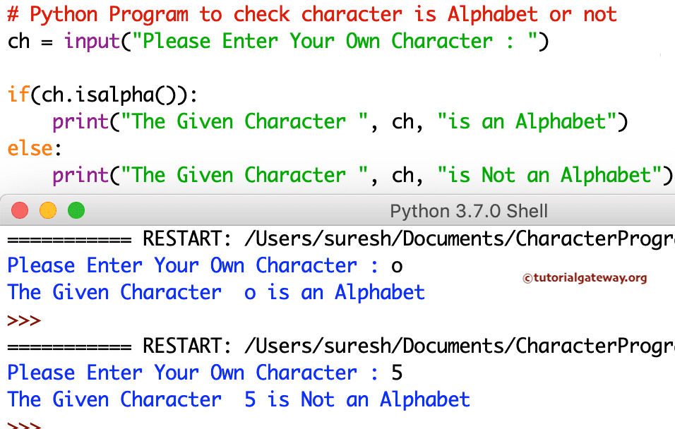 Program to check character is Alphabet or not 3