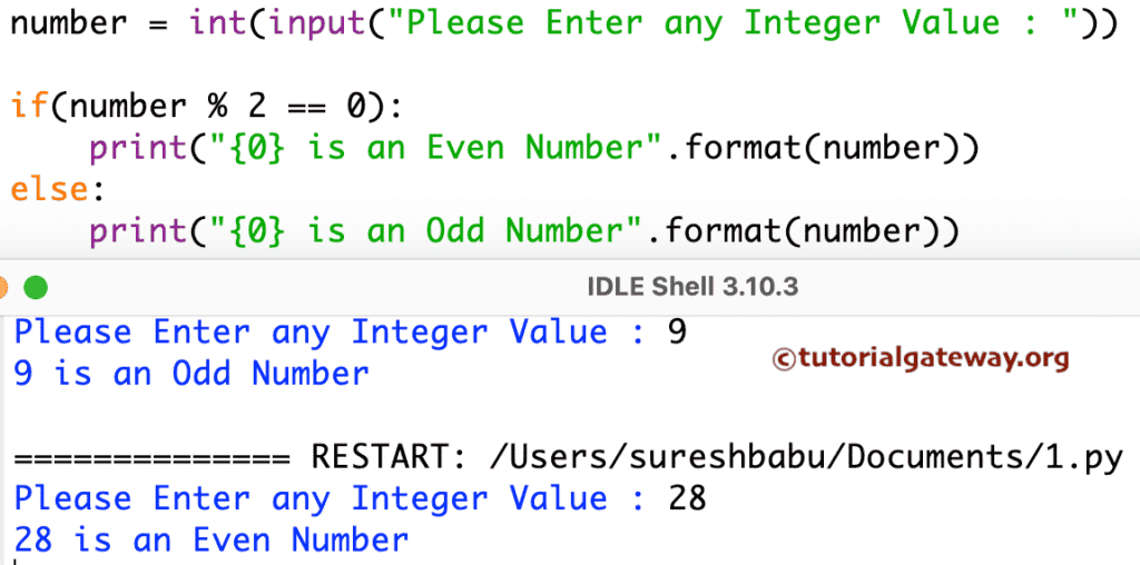 Program to check if a Number is Odd or Even using If Else Statement