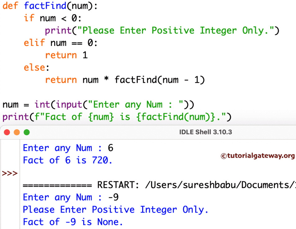 Program to find Factorial of a Number using Recursion