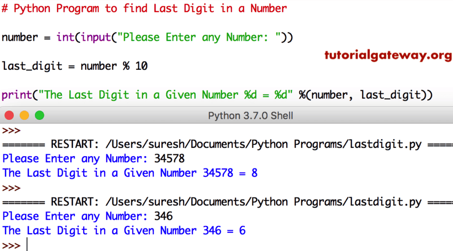 Python Program to find Last Digit in a Number